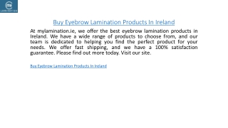 Buy Eyebrow Lamination Products In Ireland  Mylamination.ie