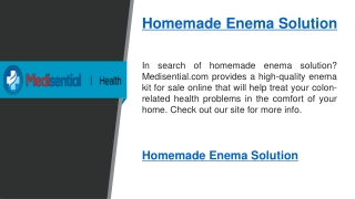 Homemade Enema Solution   Medisential.com