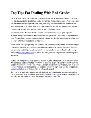 Top Tips For Dealing With Bad Grades 2