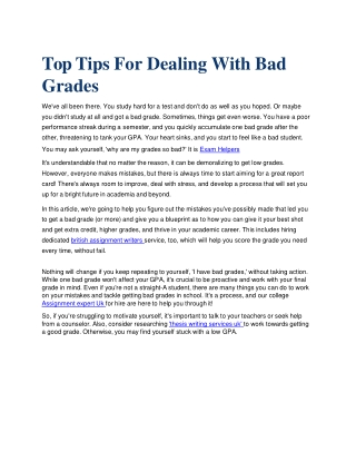 Top Tips For Dealing With Bad Grades