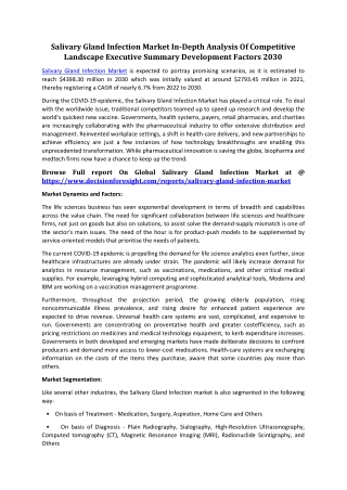 Salivary Gland Infection Market In-Depth Analysis Of Competitive Landscape