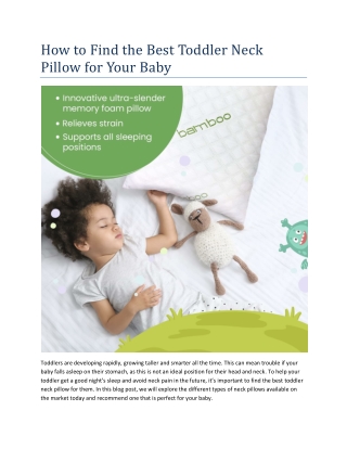 How to Find the Best Toddler Neck Pillow for Your Baby( 22-11-2022)