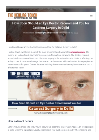 Cataract Eye Surgery in Janakpuri