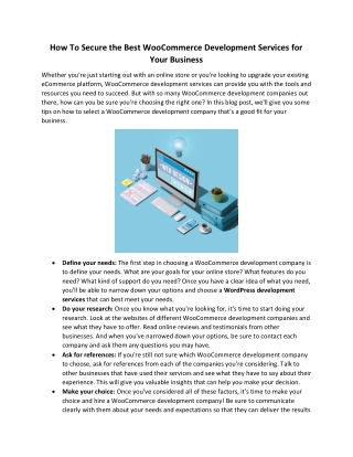 How To Secure the Best WooCommerce Development Services for Your Business