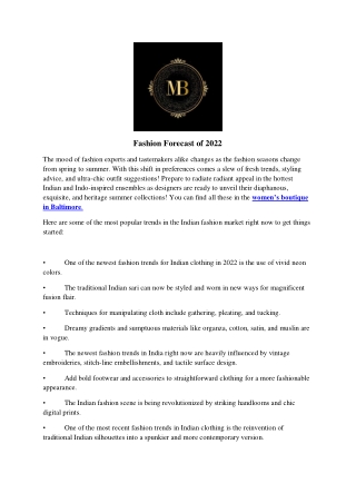 Fashion Forecast of 2022