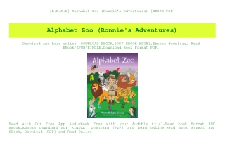 [R.E.A.D] Alphabet Zoo (Ronnie's Adventures) [EBOOK PDF]