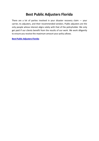 Best Public Adjusters Florida