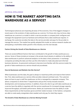 How is the Market Adopting Data Warehouse as a Service_