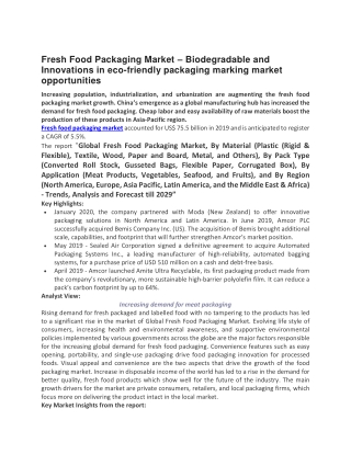 Fresh Food Packaging Market