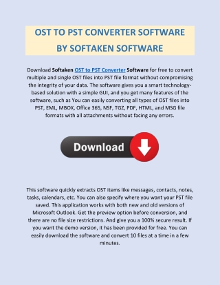OST to PST Converter software - Softaken Software