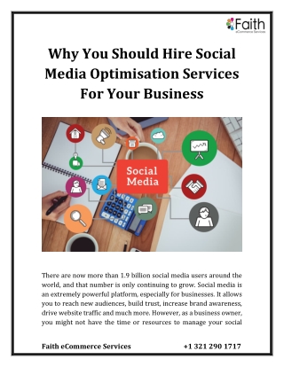 Why You Should Hire Social Media Optimisation Services For Your Business