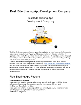 Best Ride Sharing App Development Company