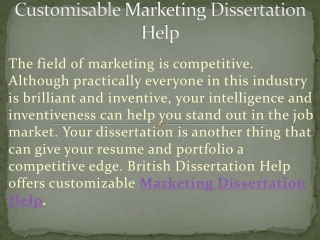 Customisable Marketing Dissertation Help