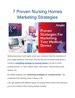7 Proven Nursing Homes Marketing Strategies
