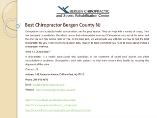 Best Chiropractor Bergen County NJ