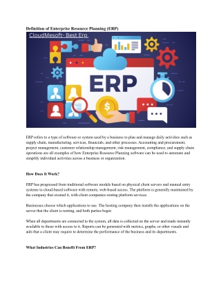 Definition of Enterprise Resource Planning (ERP)