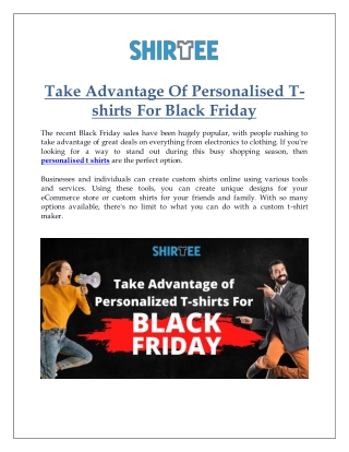 Take Advantage Of Personalised T-shirts For Black Friday