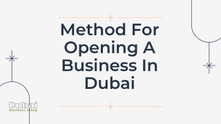 Method For Opening A Business In Dubai