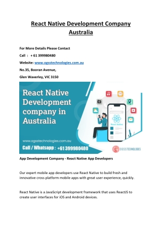 React Native Development Company Australia