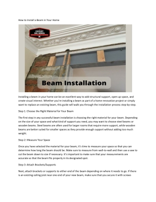 How to Install a Beam in Your Home