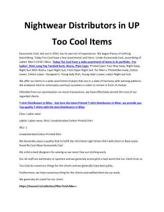 Wholesale Pajamas in UP