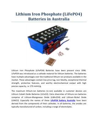 Lithium Iron Phosphate (LiFePO4) Batteries in Australia