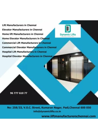 Elevator Manufacturers in Chennai