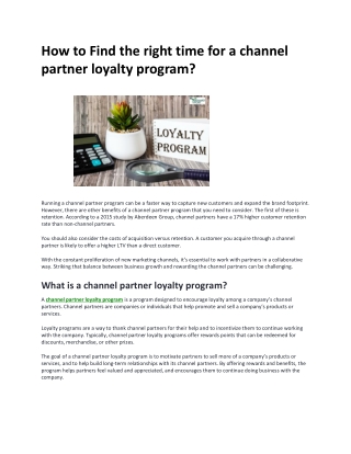 How to Find the right time for a channel partner loyalty program