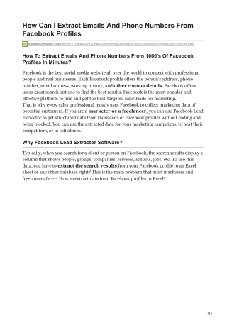 How Can I Extract Emails And Phone Numbers From Facebook Profiles