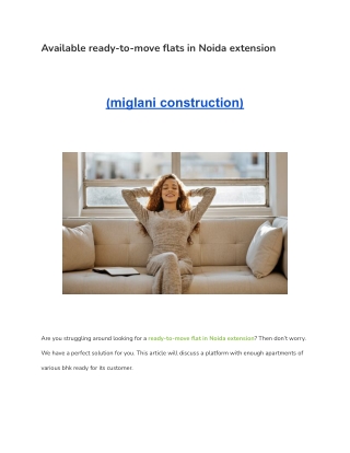 Available ready-to-move flats in Noida extension