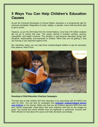 5 Ways You Can Help Children’s Education Causes