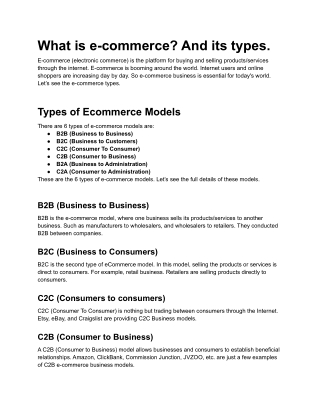 What is e-commerce? And its types