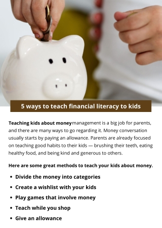 5 ways to teach financial literacy to kids