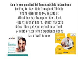 Care for your pain Best Hair Transplant Clinic in Chandigarh