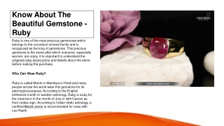 Know About The Beautiful Gemstone - Ruby