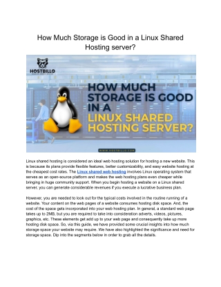 How Much Storage is Good in a Linux Shared Hosting server?