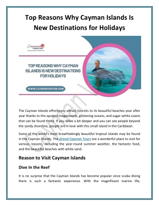 Top Reasons Why Cayman Islands Is New Destinations For Holidays