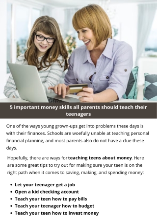 5 important money skills all parents should teach their teenagers