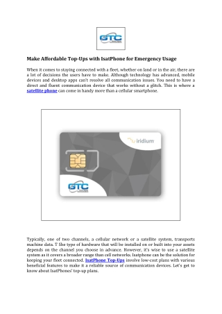 Make Affordable Top-Ups with IsatPhone for Emergency Usage