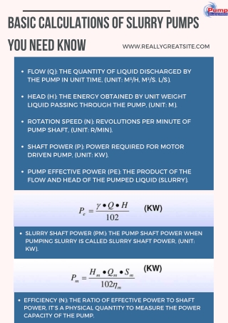 Basic Calculations of Slurry Pumps You Need Know