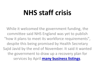 NHS staff crisis