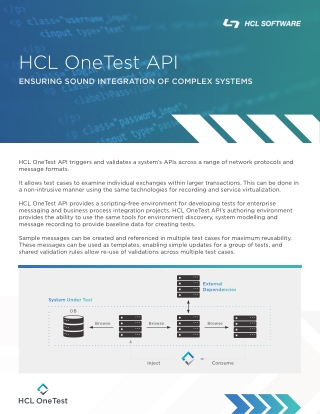 HCL Onetest API: Ensuring Sound Integration of Complex Systems