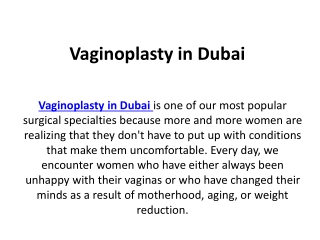 Vaginoplasty in Dubai