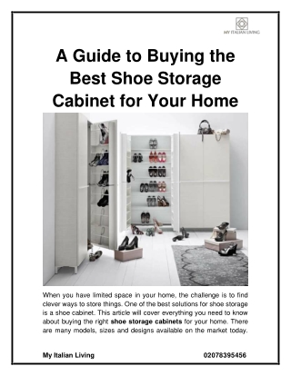 A Guide to Buying the Best Shoe Storage Cabinet for Your Home