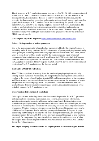 Air Transport MRO Market  Research Report Study by 2028