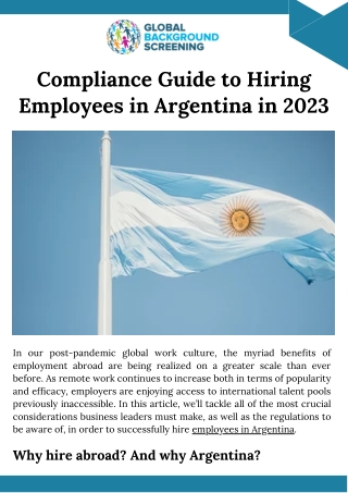 Compliance Guide to Hiring Employees in Argentina in 2023