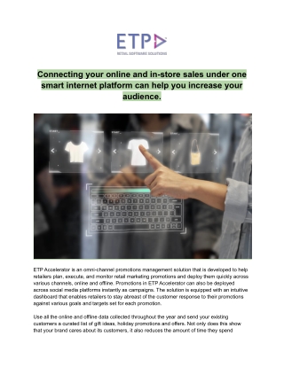 Connecting your online and in-store sales under one smart internet platform can