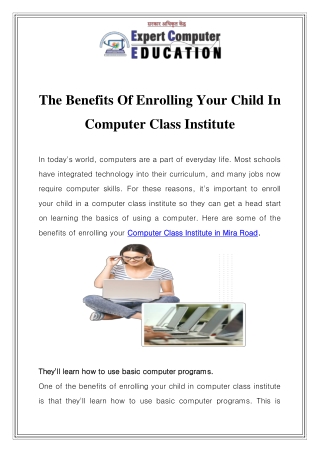 Computer Class Institute in Mira Road Call- 9619990689