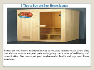 5 Tips to Buy the Best Home Saunas