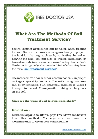 What Are The Methods Of Soil Treatment Service